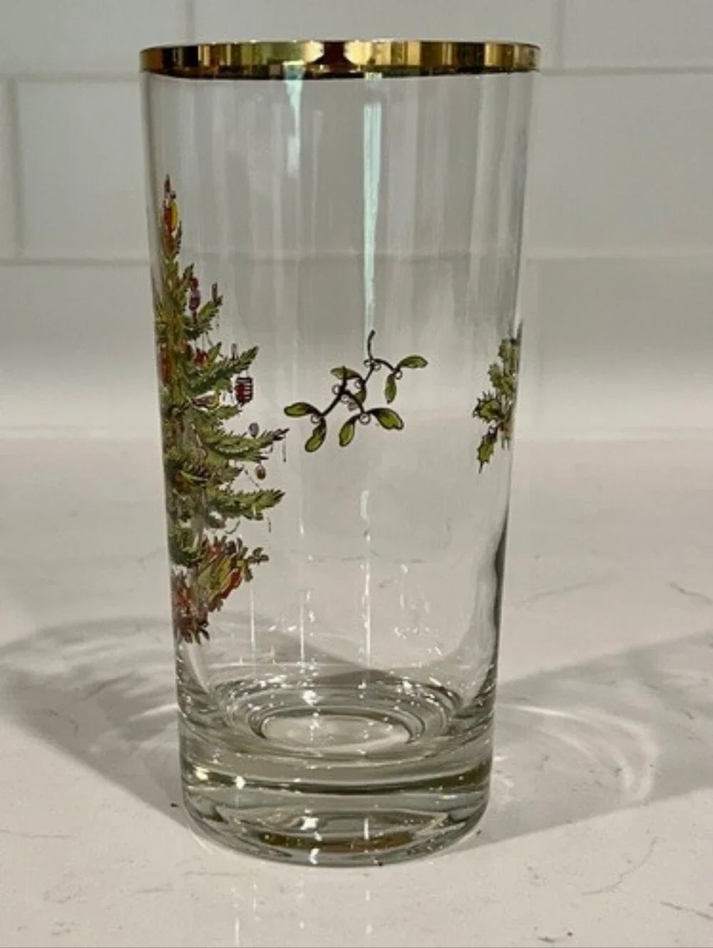 Vintage 1980s - 1990s Spode Christmas Tree 14oz Highball Glasses - Set of 6